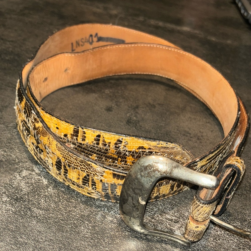 Tony Lama genuine snake skin belt with leather backing